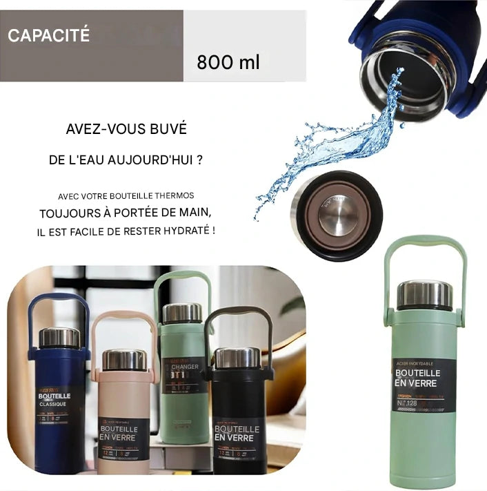 Bouteille 304® Isotherme en Acier Inoxydable : Gardez vos boissons chaudes ou froides - 800ml