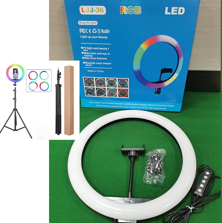 Ring Light Soft LED RGB avec Trepied Long – Lumière flatteuse et colorée pour selfies et vidéos