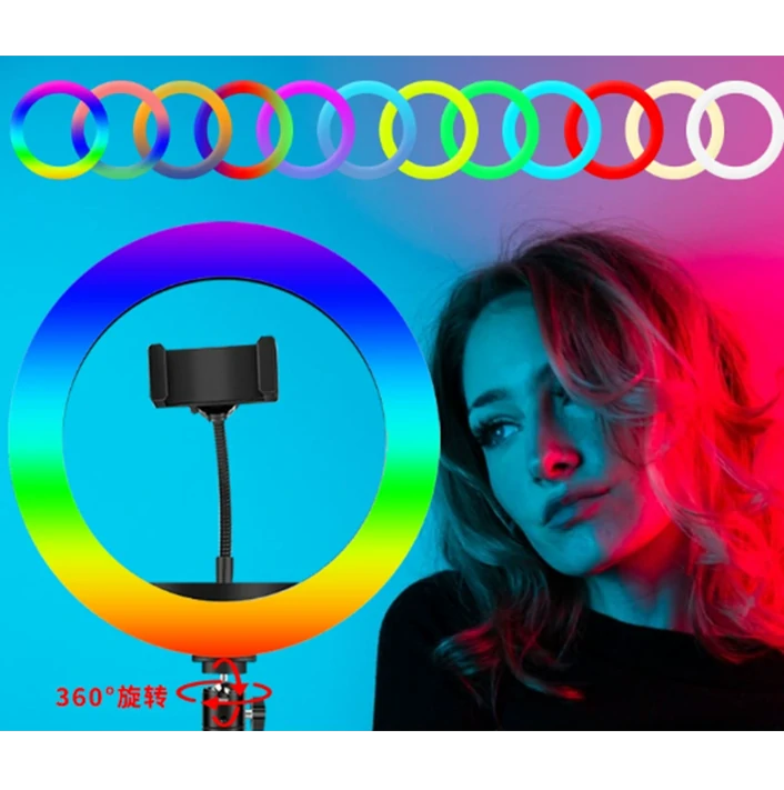 Ring Light Soft LED RGB avec Trepied Long – Lumière flatteuse et colorée pour selfies et vidéos