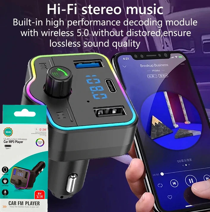 Transmetteur FM Bluetooth Voiture M46 – Transformez votre voiture en station musicale
