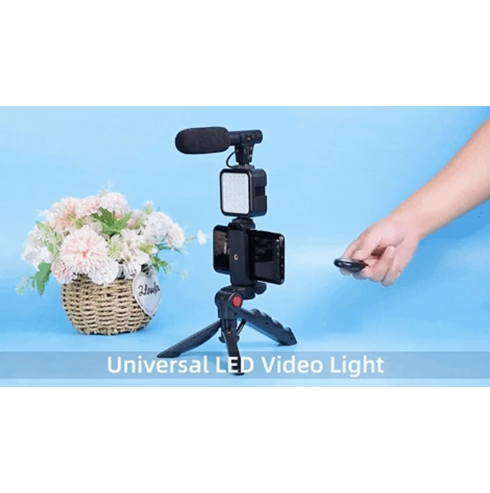 Kit de démarrage vidéo pour smartphone et appareil photo avec lumière et télécommande