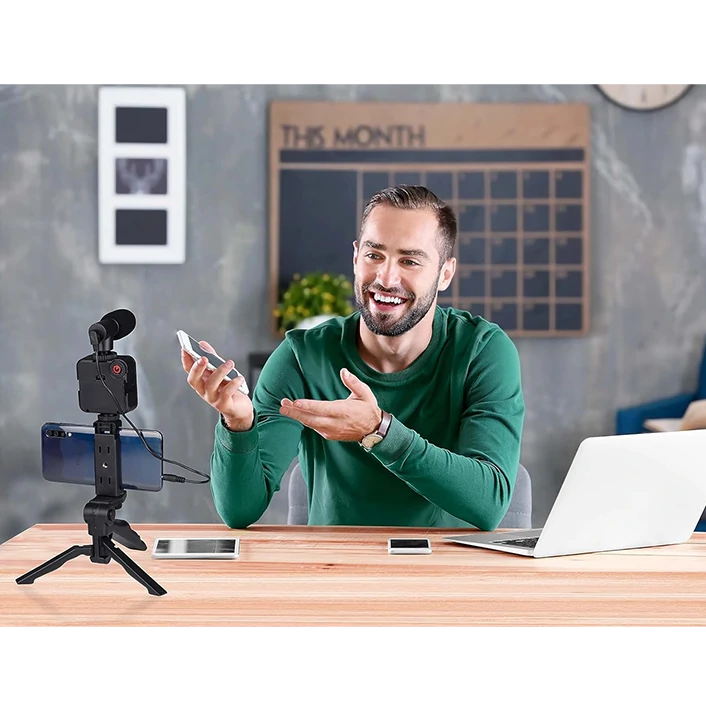 Kit de démarrage vidéo pour smartphone et appareil photo avec lumière et télécommande
