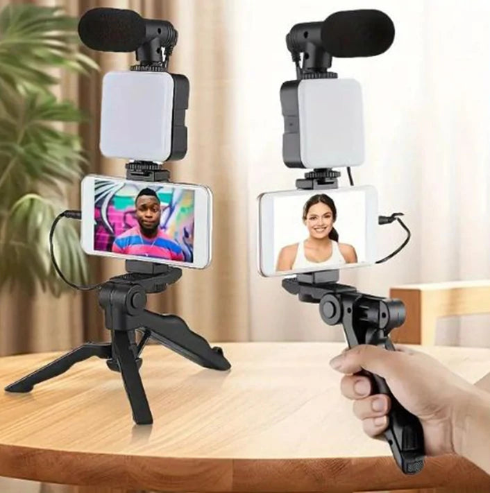 Kit de démarrage vidéo pour smartphone et appareil photo avec lumière et télécommande