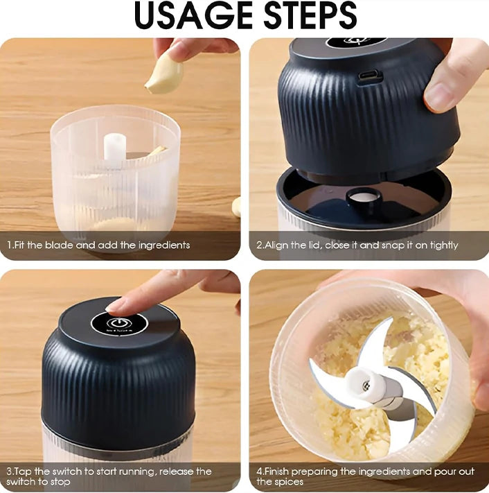 Mini Hachoir à ail et légumes rechargeable - Facile à utiliser et portable