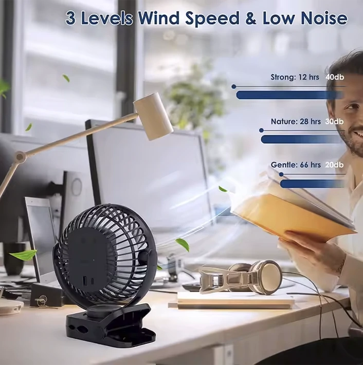 Ventilateur rechargeable à l'air frais- Compact, lumineux et polyvalent