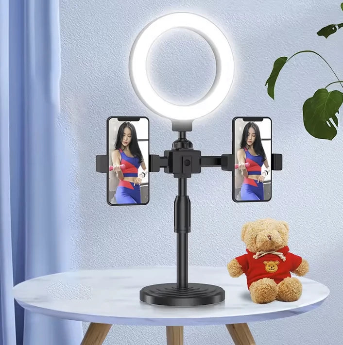 Trépied Double Support Rings Lights pour Selfie et Live Streaming