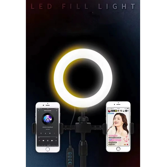 Trépied Double Support Rings Lights pour Selfie et Live Streaming