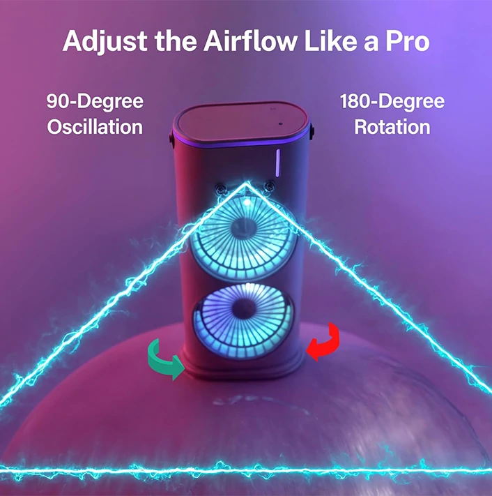 Ventilo climatiseur, portable et conditionnement de l'air lumineux