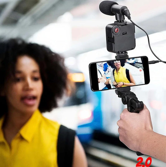 2.0 Kit de démarrage vidéo rechargeable pour smartphone et appareil photo avec lumière RGB et télécommande