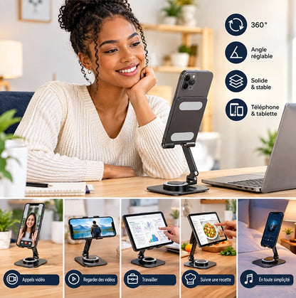 AluStand™ 360° – Support Téléphone & Tablette - Travaillez, regardez et naviguez les mains libres
