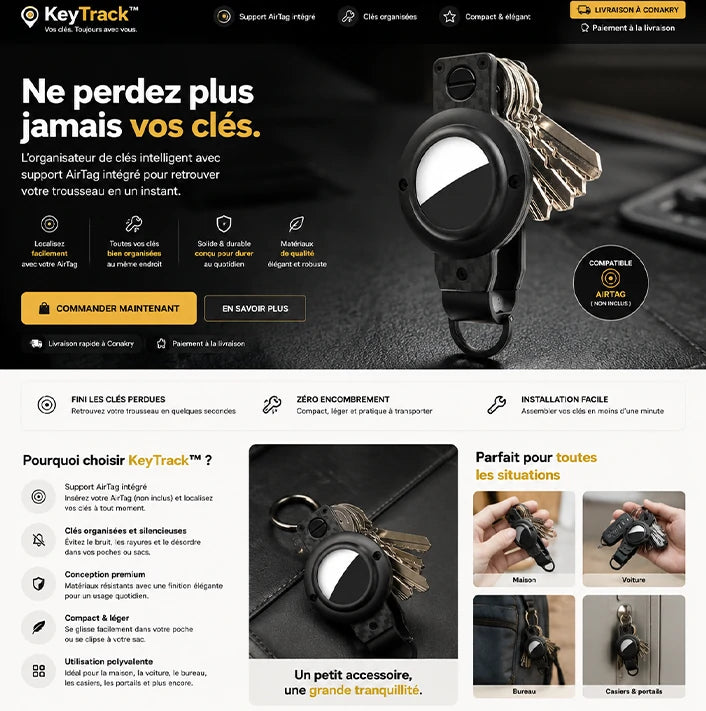 CléTrack™ – Organisateur de Clés avec Support AirTag