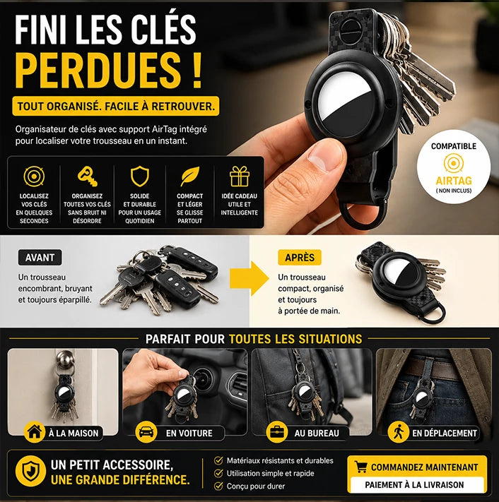 CléTrack™ – Organisateur de Clés avec Support AirTag