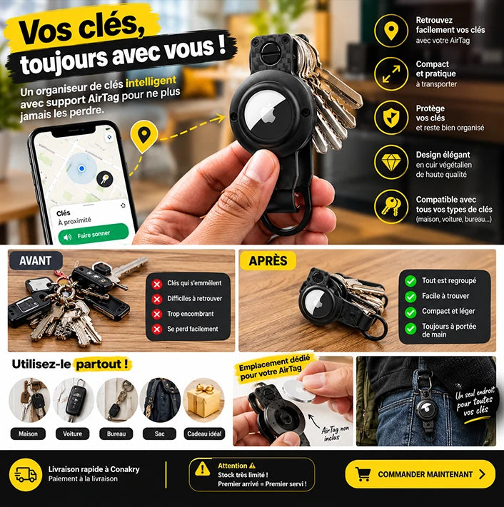 CléTrack™ – Organisateur de Clés avec Support AirTag