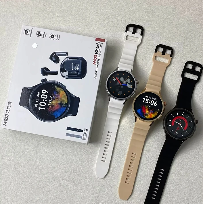 M103 Ultra Écran 1.5 HD + Bluetooth : Montre Connectée Ronde – Élégance, Santé &, Musique & Appels au Poignet