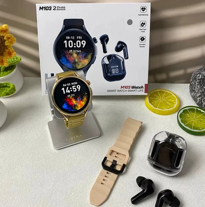 M103 Ultra Écran 1.5 HD + Bluetooth : Montre Connectée Ronde – Élégance, Santé &, Musique & Appels au Poignet