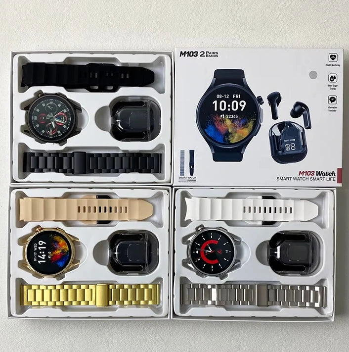 M103 Ultra Écran 1.5 HD + Bluetooth : Montre Connectée Ronde – Élégance, Santé &, Musique & Appels au Poignet