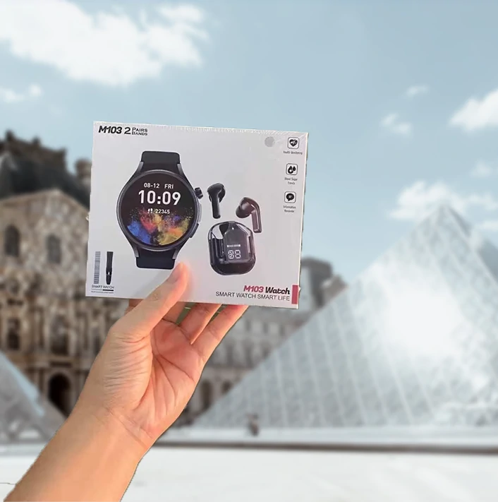 M103 Ultra Écran 1.5 HD + Bluetooth : Montre Connectée Ronde – Élégance, Santé &, Musique & Appels au Poignet
