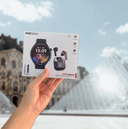 M103 Ultra Écran 1.5 HD + Bluetooth : Montre Connectée Ronde – Élégance, Santé &, Musique & Appels au Poignet