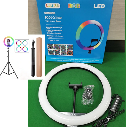 Ring Light Soft LED RGB avec Trepied Long – Lumière flatteuse et colorée pour selfies et vidéos