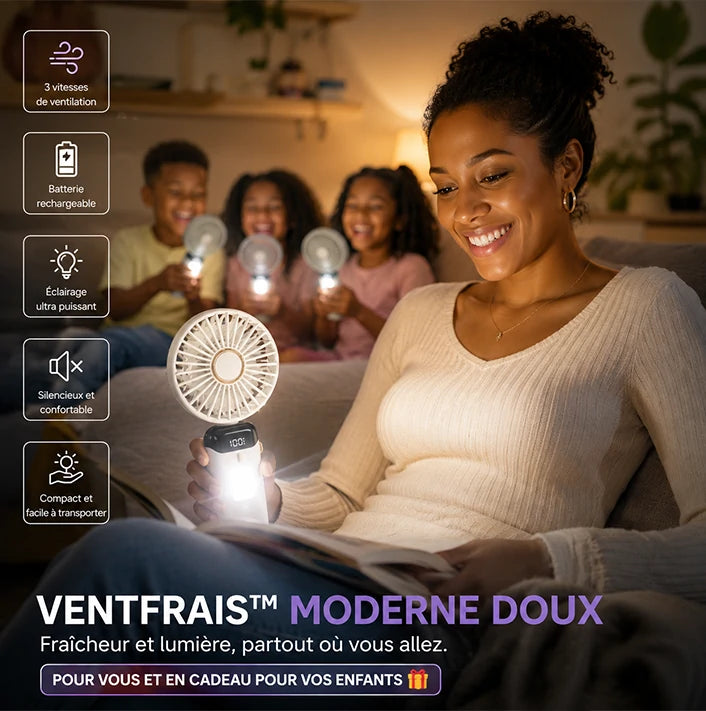VentFrais™ Moderne Doux - Anti Chaleur Rechargeable +1 pour vous +1 Cadeau pour votre enfant