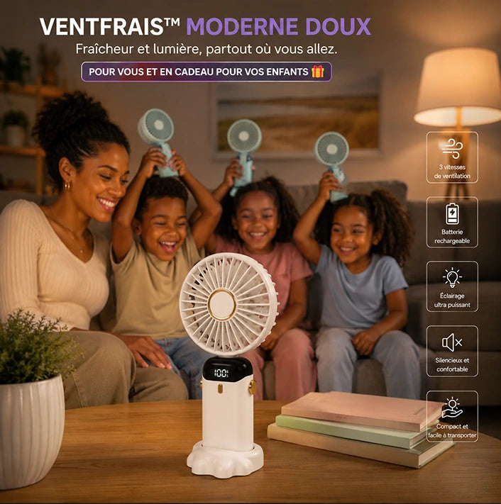 VentFrais™ Moderne Doux - Anti Chaleur Rechargeable +1 pour vous +1 Cadeau pour votre enfant