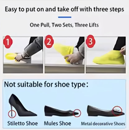 Couvre-chaussures de pluie imperméables réutilisables en Silicone (un paire 1x2)