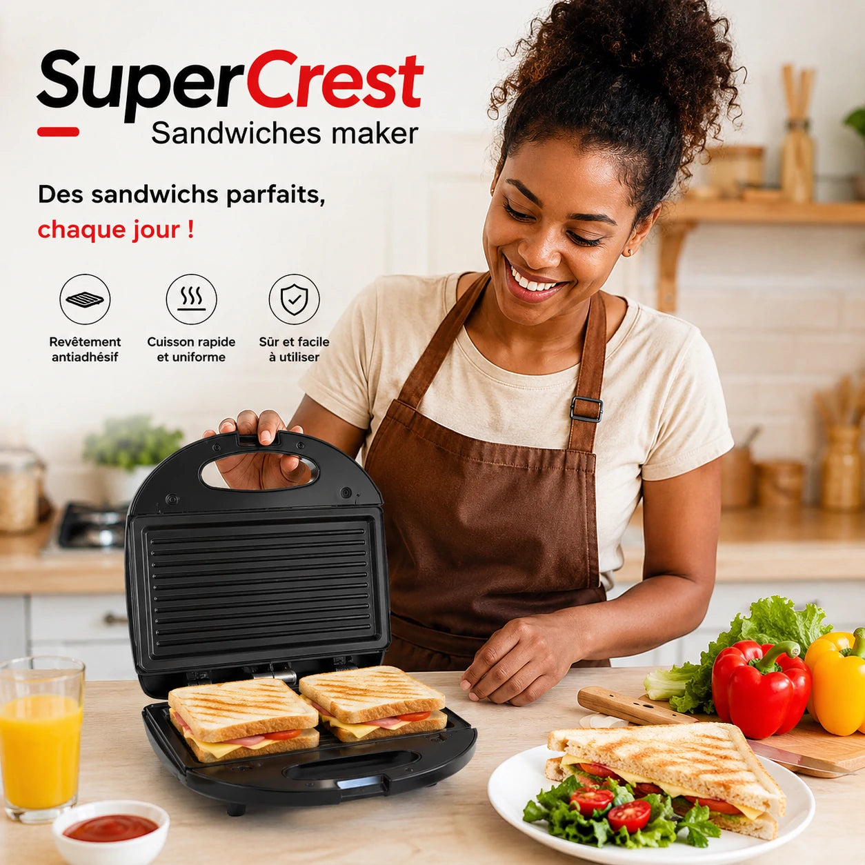 SuperCrest™ - Machine à Grillades rapide - sandwich maker